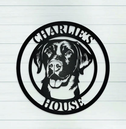 Personalized Dog Name Sign, Custom Metal Pet Sign for Labrador, French Bulldog, Corgi