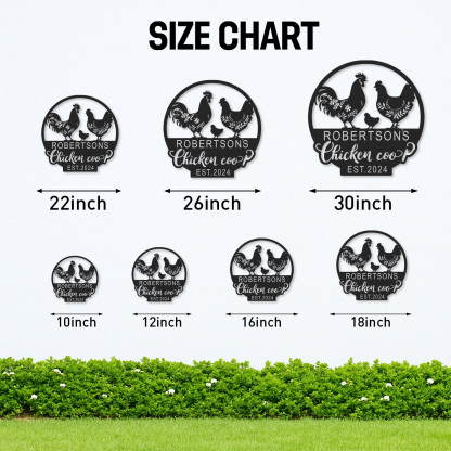 Custom Chicken Coop Sign with Rooster and Hen Design, Personalized Farmhouse Decor with Name and Est. Year