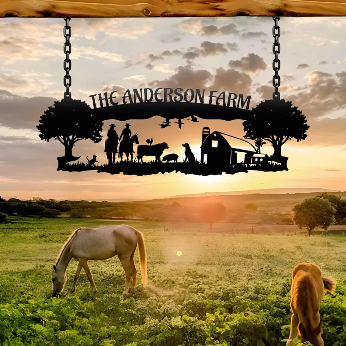 Personalized Farm House Metal Sign | Family Name Sign | Metal Wall Decor