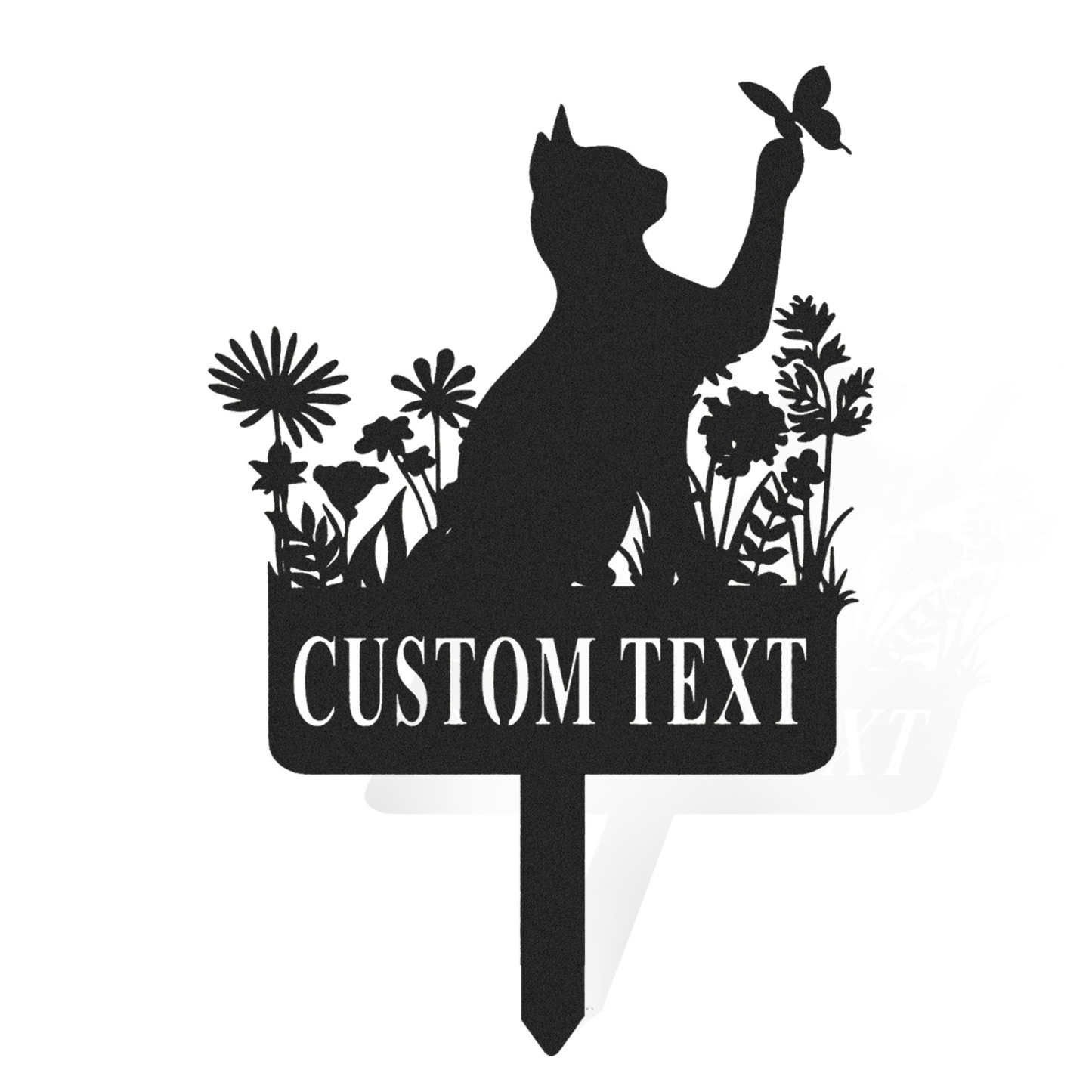 Cat Floral Garden Stake,Custom Cat Sign with Stake,Personalized Name Metal Sign,Cat Yard Decor,Lawn Sign,Cat Memorial Gift,Cat Loss Gifts