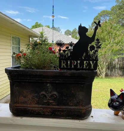 Cat Floral Garden Stake,Custom Cat Sign with Stake,Personalized Name Metal Sign,Cat Yard Decor,Lawn Sign,Cat Memorial Gift,Cat Loss Gifts
