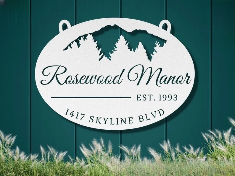 Metal Address Sign for Lodge, Lake Homes or Cottages| Forest & Mountain House Numbers| Personalized Cabin Name Signs|Bed and Breakfast Decor