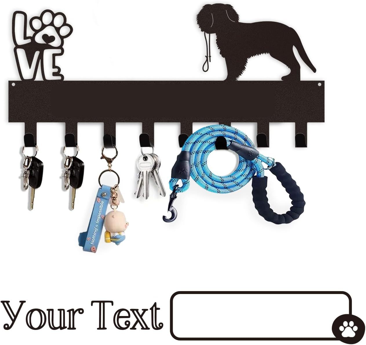 Custom Dog Leash Holder for Wall with Name, Personalized Key Holder Wall Mount-MetalsignX