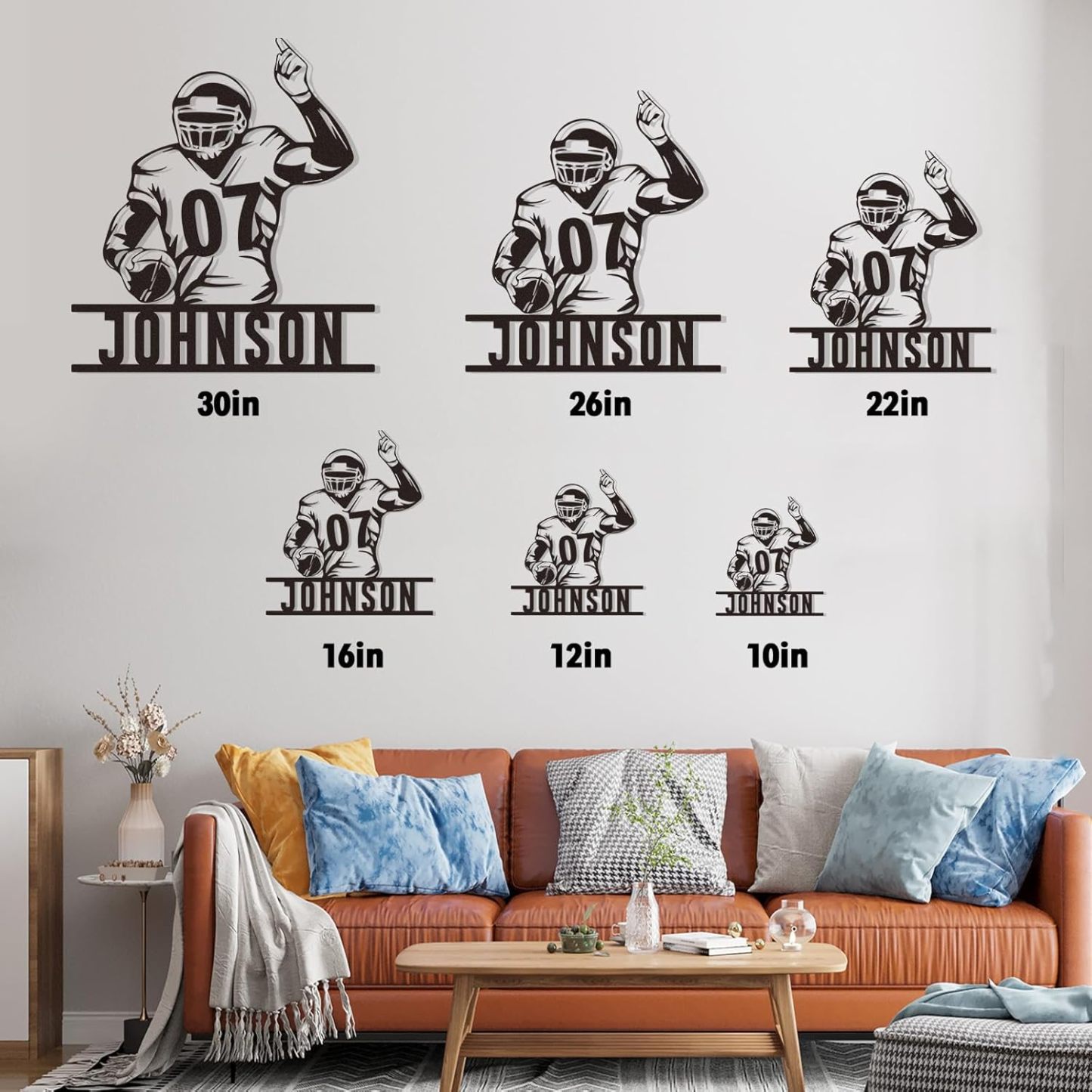 Custom Football Sign Metal Wall Art, American Football Player Hanging Sign Outdoor Metal-MetalsignX