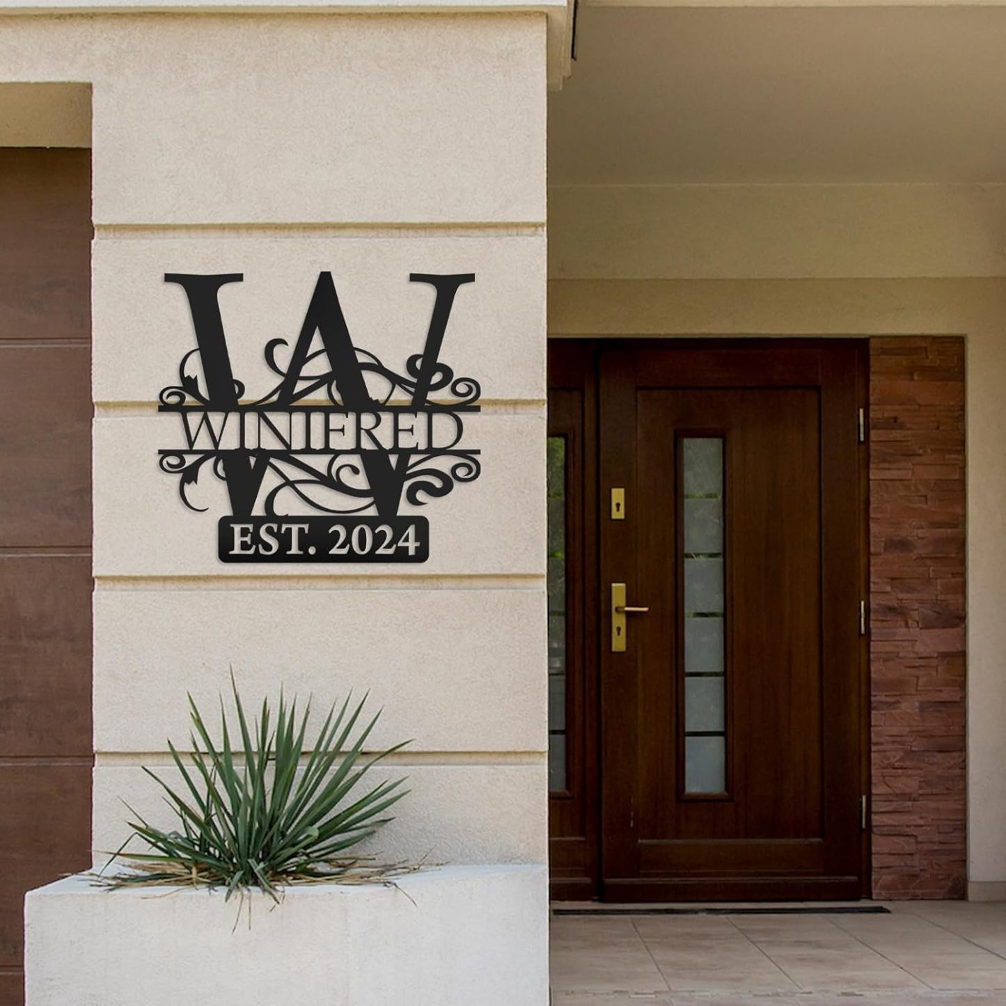 Custom Last Name Metal Sign, Split Letter Monogram Wall Decor, Personalized Wedding Gift for Outdoor Spaces-MetalsignX