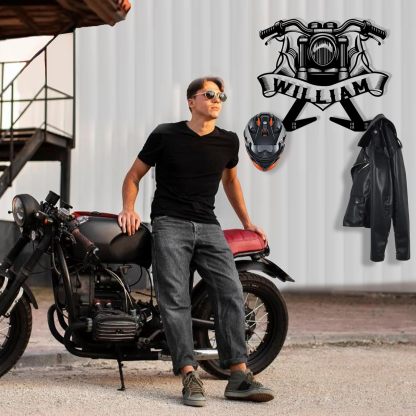 Handcrafted Metal Helmet Hanger , Durable Wrought Iron Wall Rack-MetalsignX