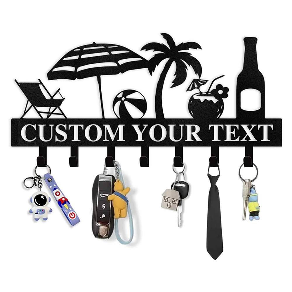 Personalized Key Holder for Wall, Beach Theme Key Holder Wall Mounted-MetalsignX
