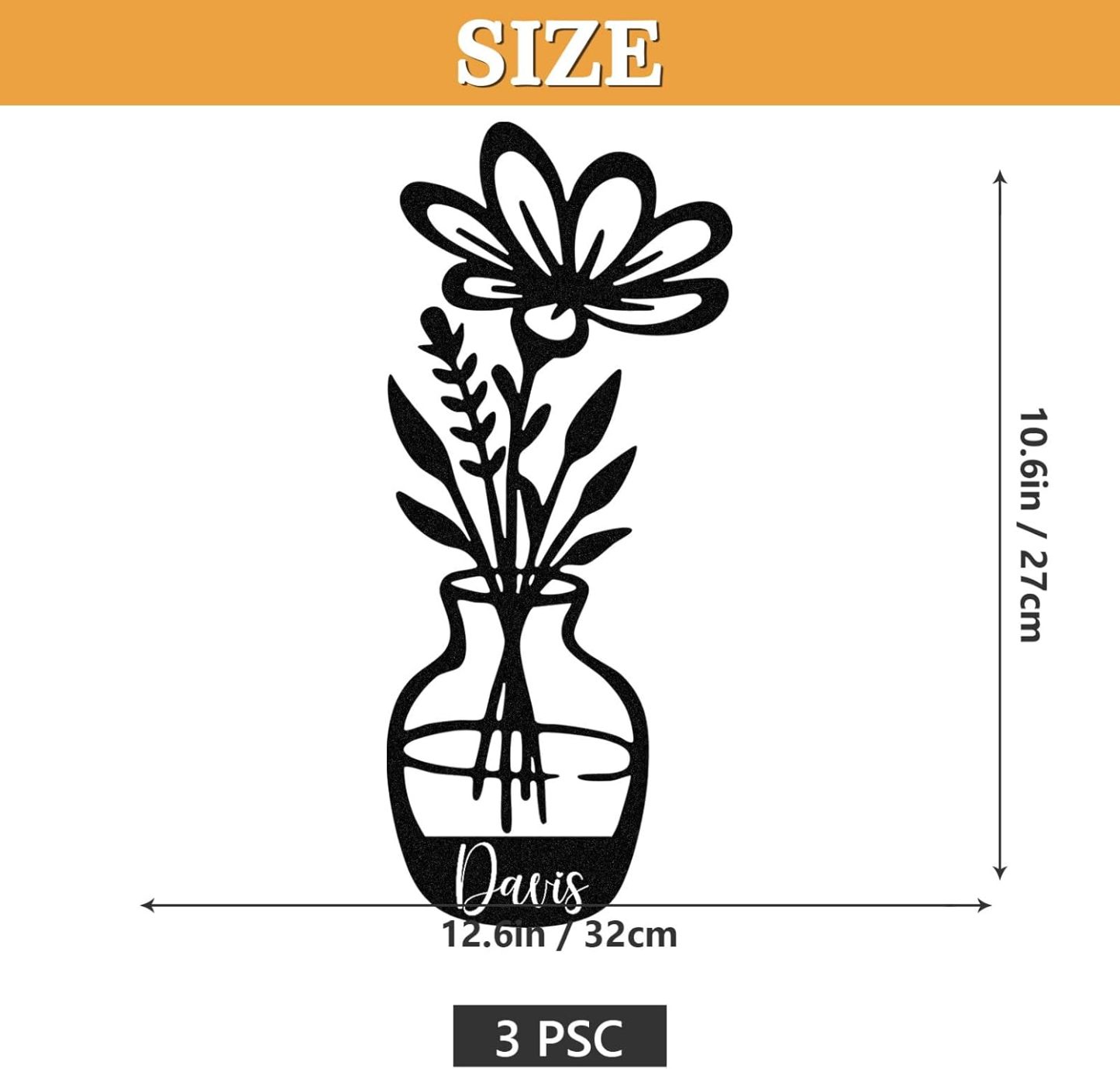  Personalized Metal Wall Art Decor, 3 Pcs Metal Signs, Tree of Life Wall Art, Family Tree Wall Sculptures, Custom Name Sign Gifts for Home Bedroom Living Room Color01