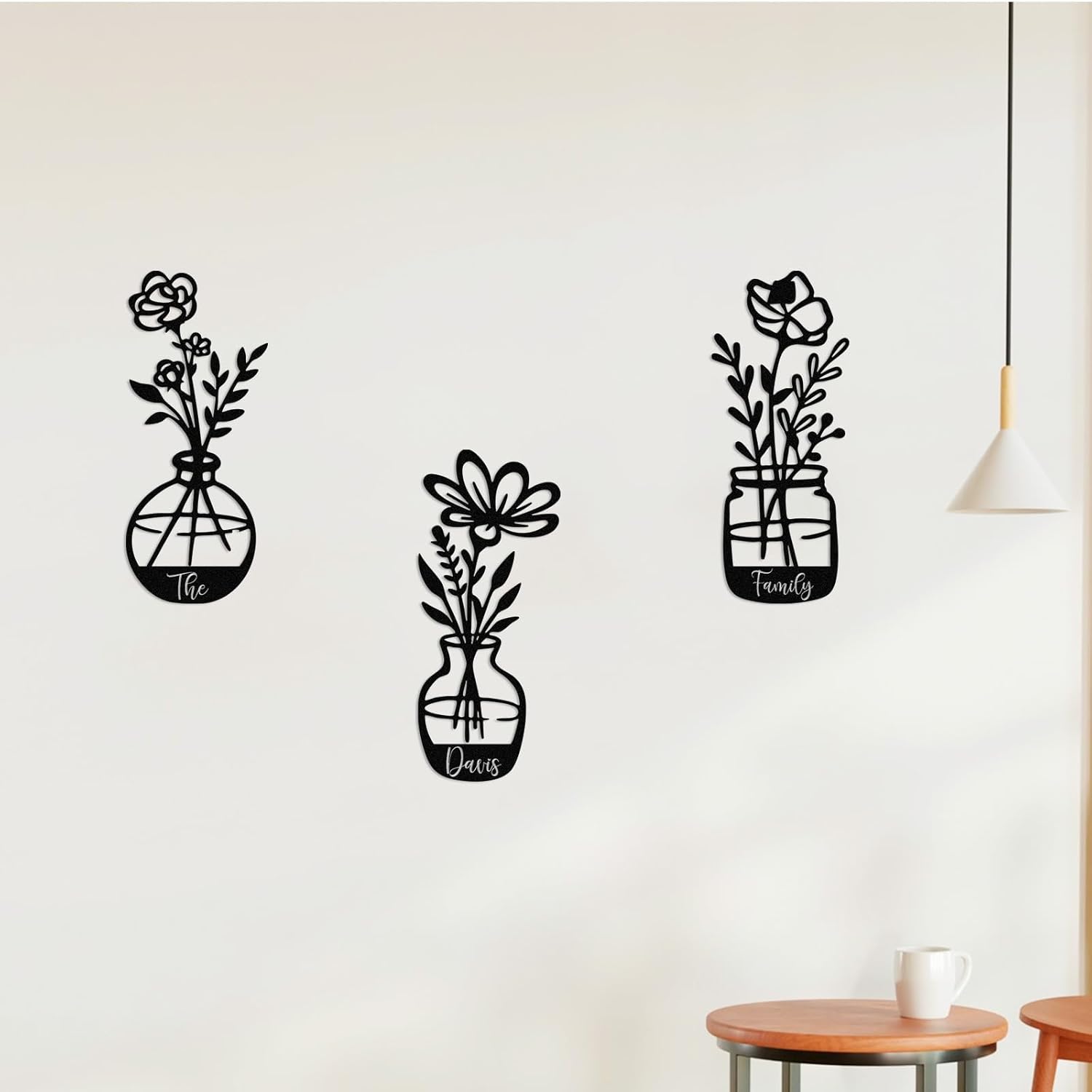  Personalized Metal Wall Art Decor, 3 Pcs Metal Signs, Tree of Life Wall Art, Family Tree Wall Sculptures, Custom Name Sign Gifts for Home Bedroom Living Room Color01