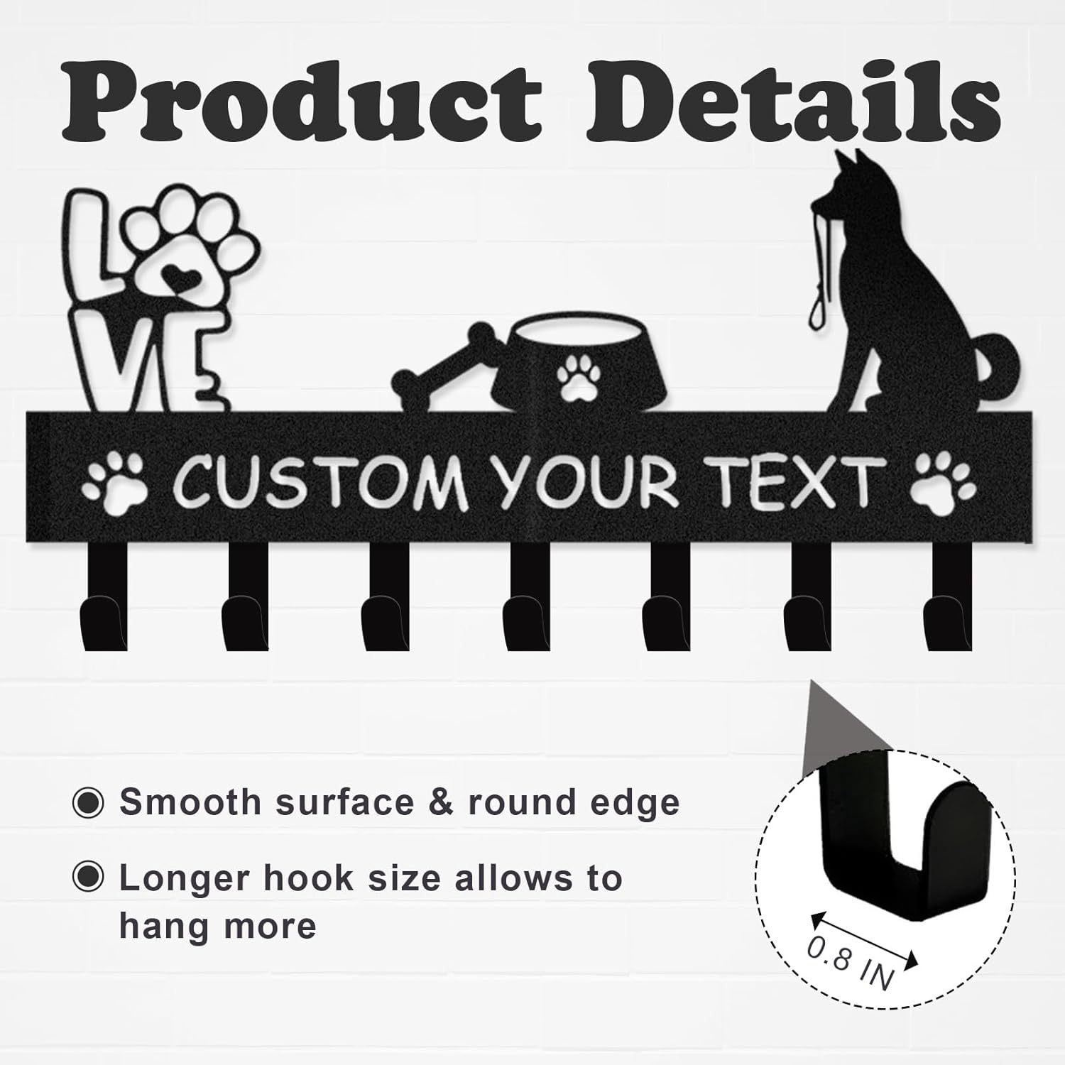 Custom Dog Leash Holder for Wall, Custom Metal Key Holder Wall Mount-MetalsignX