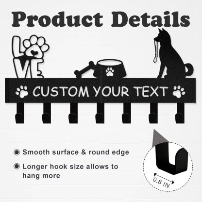 Custom Dog Leash Holder for Wall, Custom Metal Key Holder Wall Mount-MetalsignX