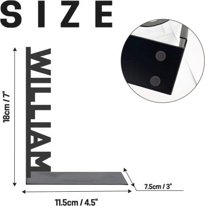 Custom Deer Metal Book Ends, Forest Theme Bookends for Shelves Decorative, Heavy Duty Bookend Stopper, Deer Cabin Decor, Book Organizer for Desk, Black Book Holders for Home Office, Hunter Gifts