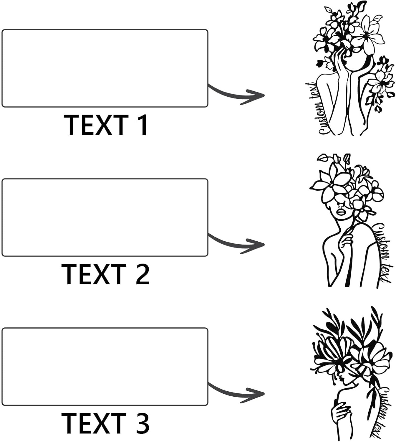  Personalized Metal Wall Art Decor, 3 Pcs Metal Signs, Tree of Life Wall Art, Family Tree Wall Sculptures, Custom Name Sign Gifts for Home Bedroom Living Room Color01