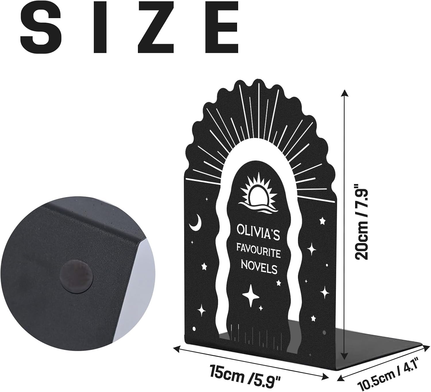 Custom Deer Metal Book Ends, Forest Theme Bookends for Shelves Decorative, Heavy Duty Bookend Stopper, Deer Cabin Decor, Book Organizer for Desk, Black Book Holders for Home Office, Hunter Gifts