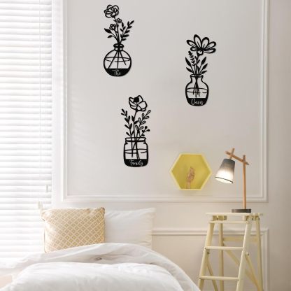  Personalized Metal Wall Art Decor, 3 Pcs Metal Signs, Tree of Life Wall Art, Family Tree Wall Sculptures, Custom Name Sign Gifts for Home Bedroom Living Room Color01