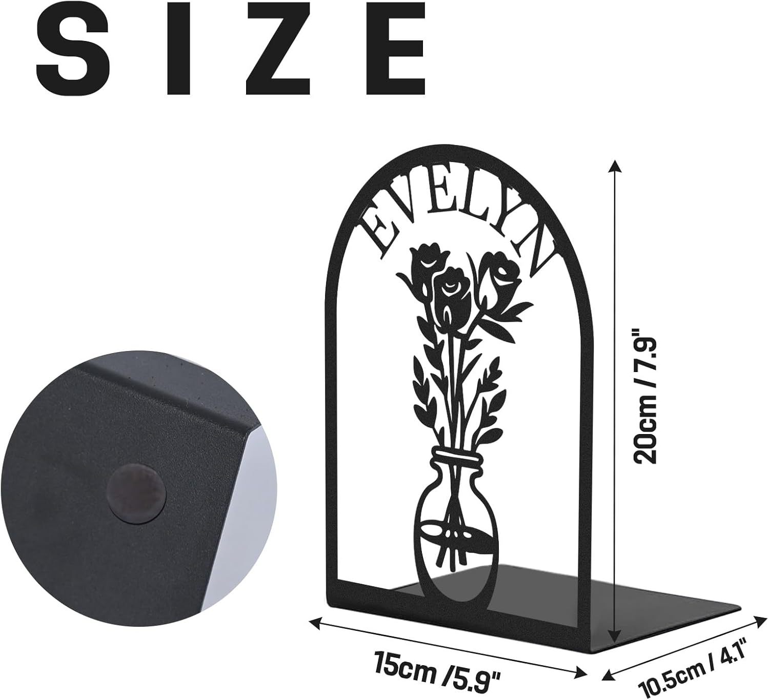 Custom Deer Metal Book Ends, Forest Theme Bookends for Shelves Decorative, Heavy Duty Bookend Stopper, Deer Cabin Decor, Book Organizer for Desk, Black Book Holders for Home Office, Hunter Gifts