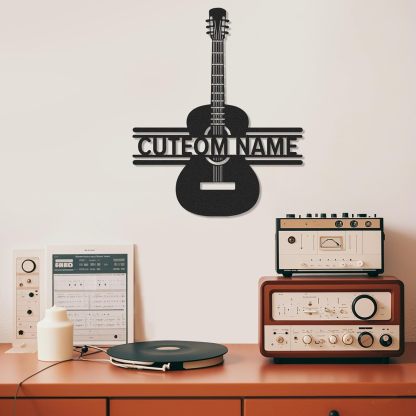Personalized Guitar Metal Sign, Metal Signs Customized, Musical Note Wall Decor, Funny Music Wall Art, Custom Name Music Sign for Indoor & Outdoor Decorations, Gifts for Musicians, Home Decor