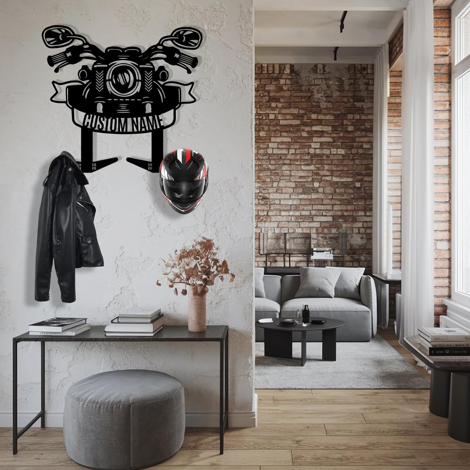 Custom Metal Motorcycle Helmet Holder Wall Mount-MetalsignX