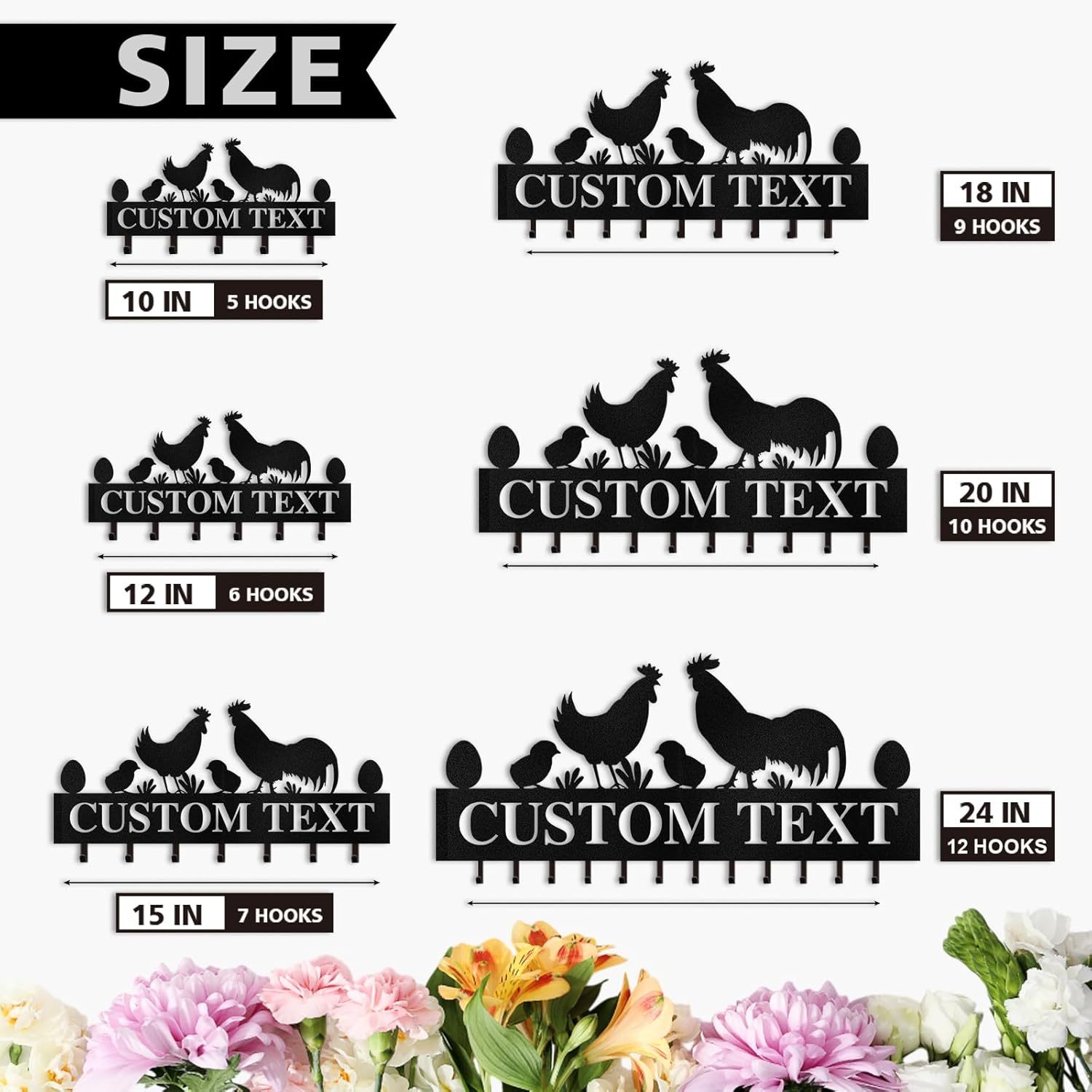 Personalized Key Holder for Wall, Key Rack Wall Mount with Chicken Design-MetalsignX