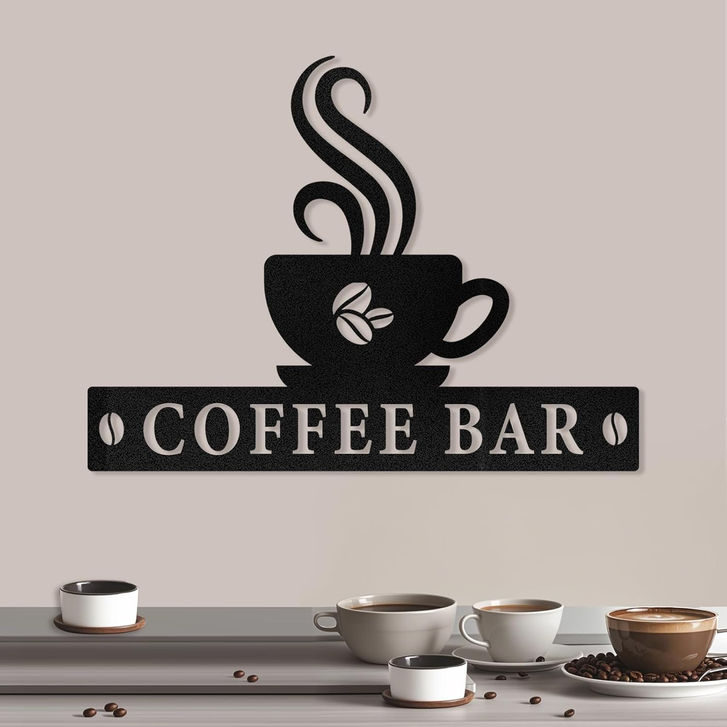 Personalized Coffee Bar Metal Sign Wall Decor, Coffee Cup Wall Decor, Custom Coffee Signs for Coffee Station