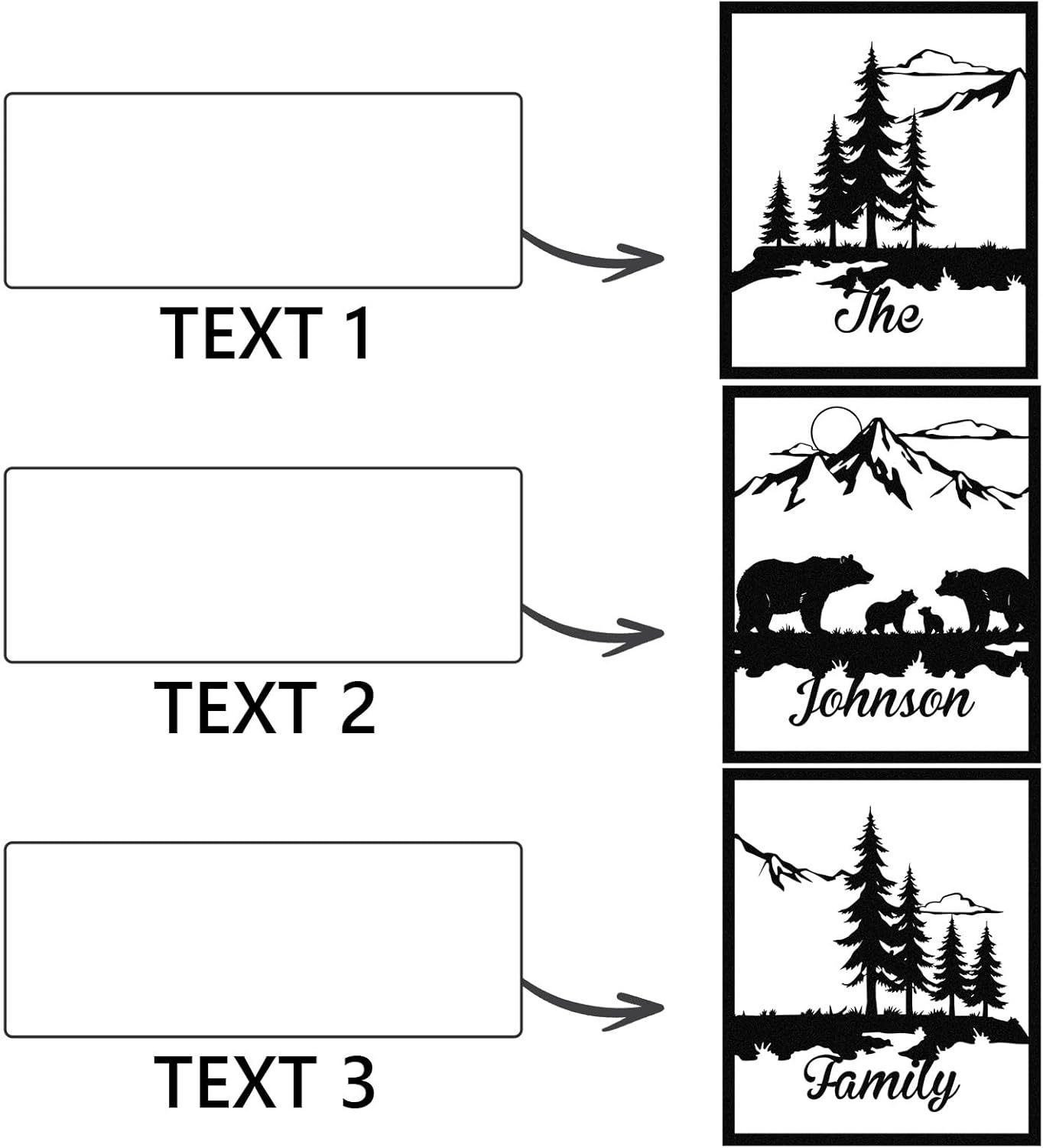  Personalized Metal Wall Art Decor, 3 Pcs Metal Signs, Tree of Life Wall Art, Family Tree Wall Sculptures, Custom Name Sign Gifts for Home Bedroom Living Room Color01