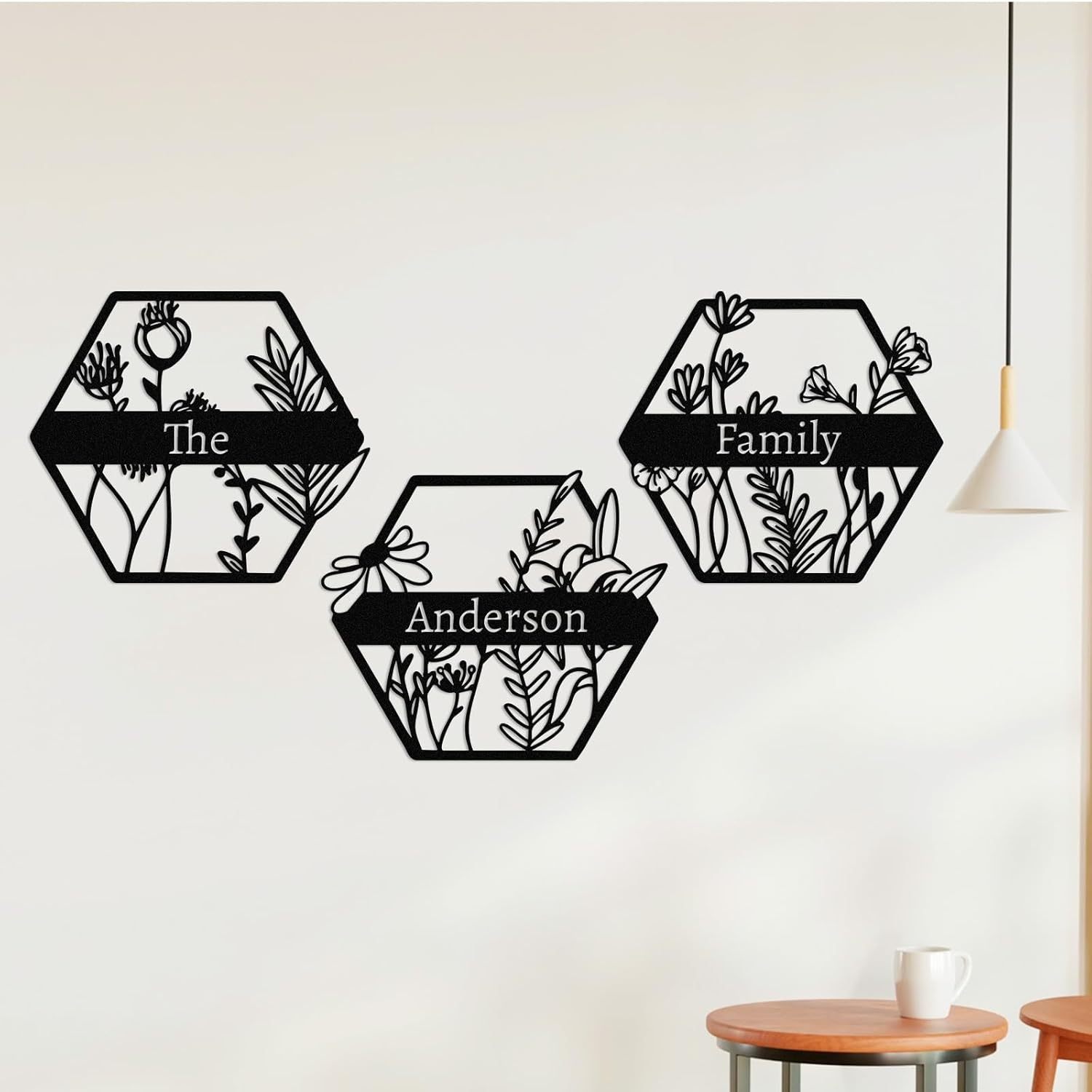  Personalized Metal Wall Art Decor, 3 Pcs Metal Signs, Tree of Life Wall Art, Family Tree Wall Sculptures, Custom Name Sign Gifts for Home Bedroom Living Room Color01