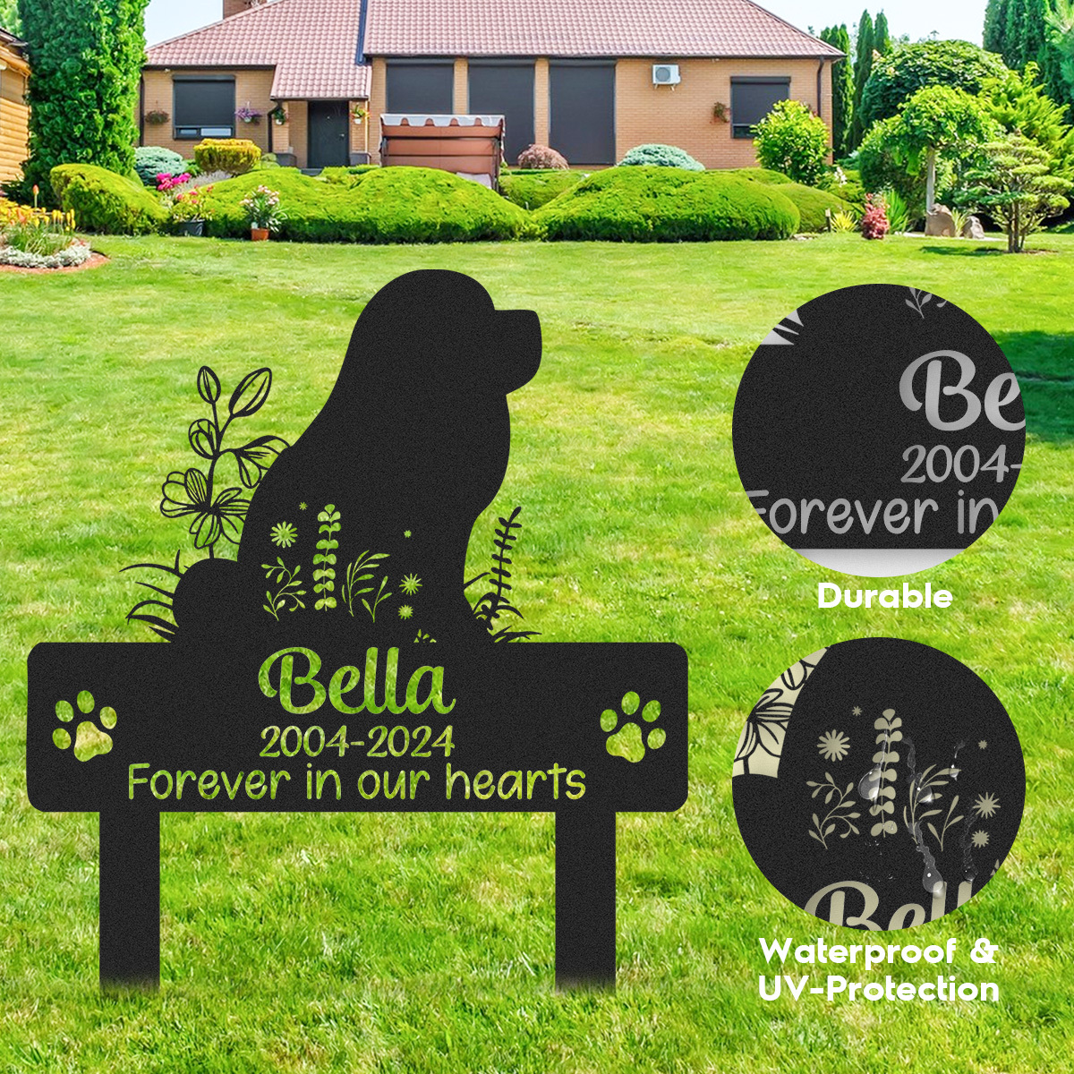 Custom Dog Memorial Garden Stake, Any Dog Breed Pet Loss Marker, Personalized Chow Chows Outdoor Tribute Metal Sign, Sympathy Gift for Pet Owners