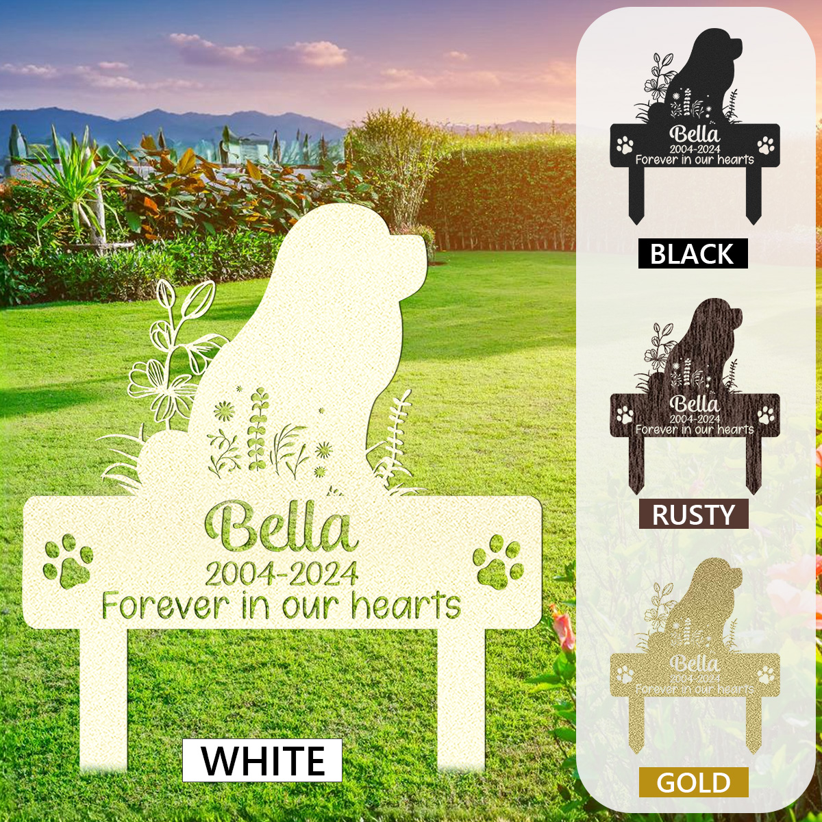 Custom Dog Memorial Garden Stake, Any Dog Breed Pet Loss Marker, Personalized Chow Chows Outdoor Tribute Metal Sign, Sympathy Gift for Pet Owners
