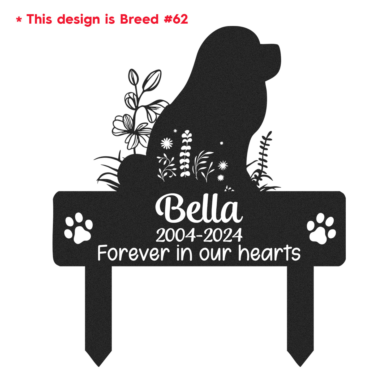Custom Dog Memorial Garden Stake, Any Dog Breed Pet Loss Marker, Personalized Chow Chows Outdoor Tribute Metal Sign, Sympathy Gift for Pet Owners