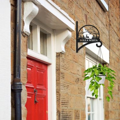 Personalized Iron Hanging Plant Bracket, Customizable Decorative Wall Plant Hanger Indoor Outdoor, Custom Name Bird Feeder Hook, Anti Rust Metal Hook for Wind Chimes Lantern