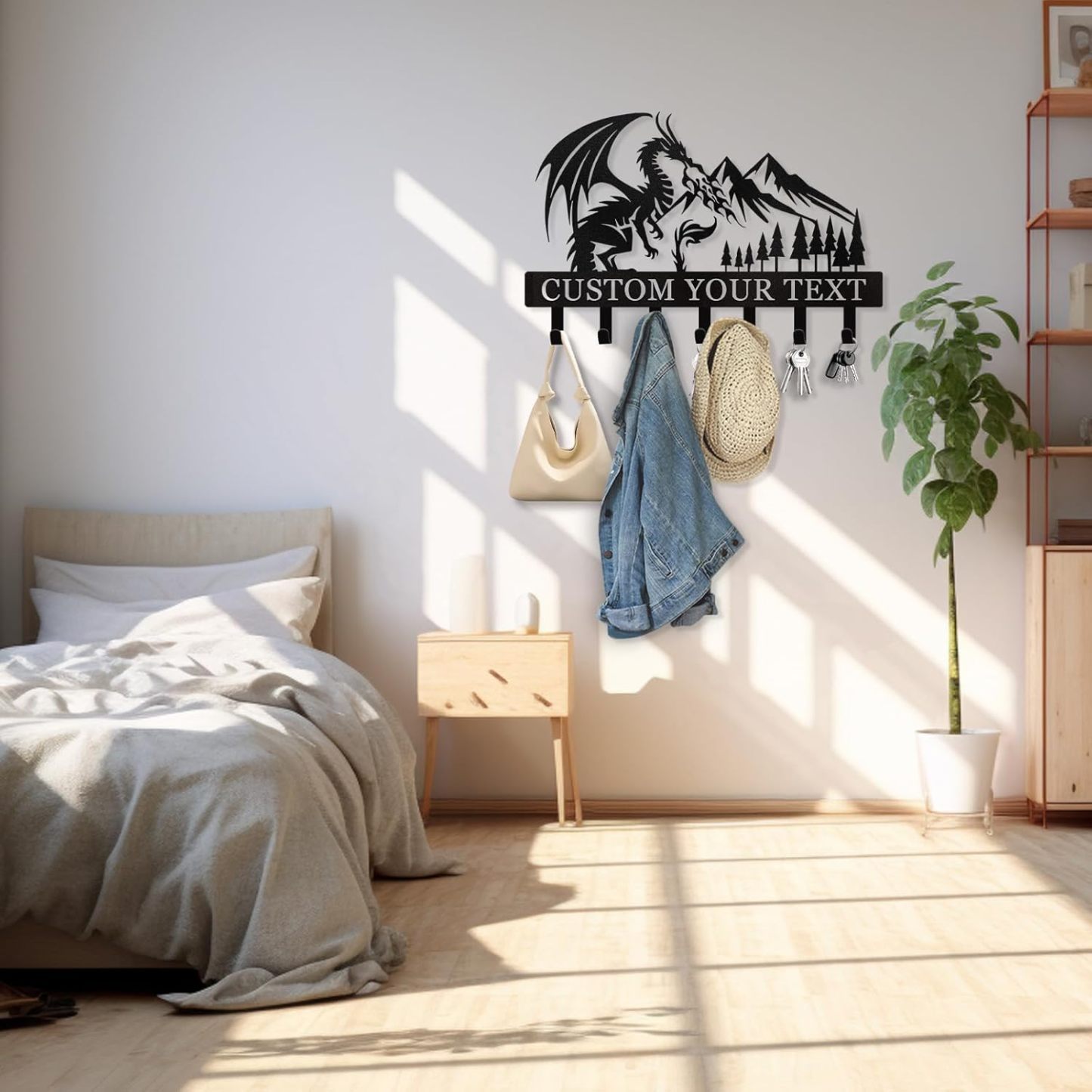 Personalized Key Holder Wall Mounted, Custom Dragon Design Key Holder for Wall-MetalsignX