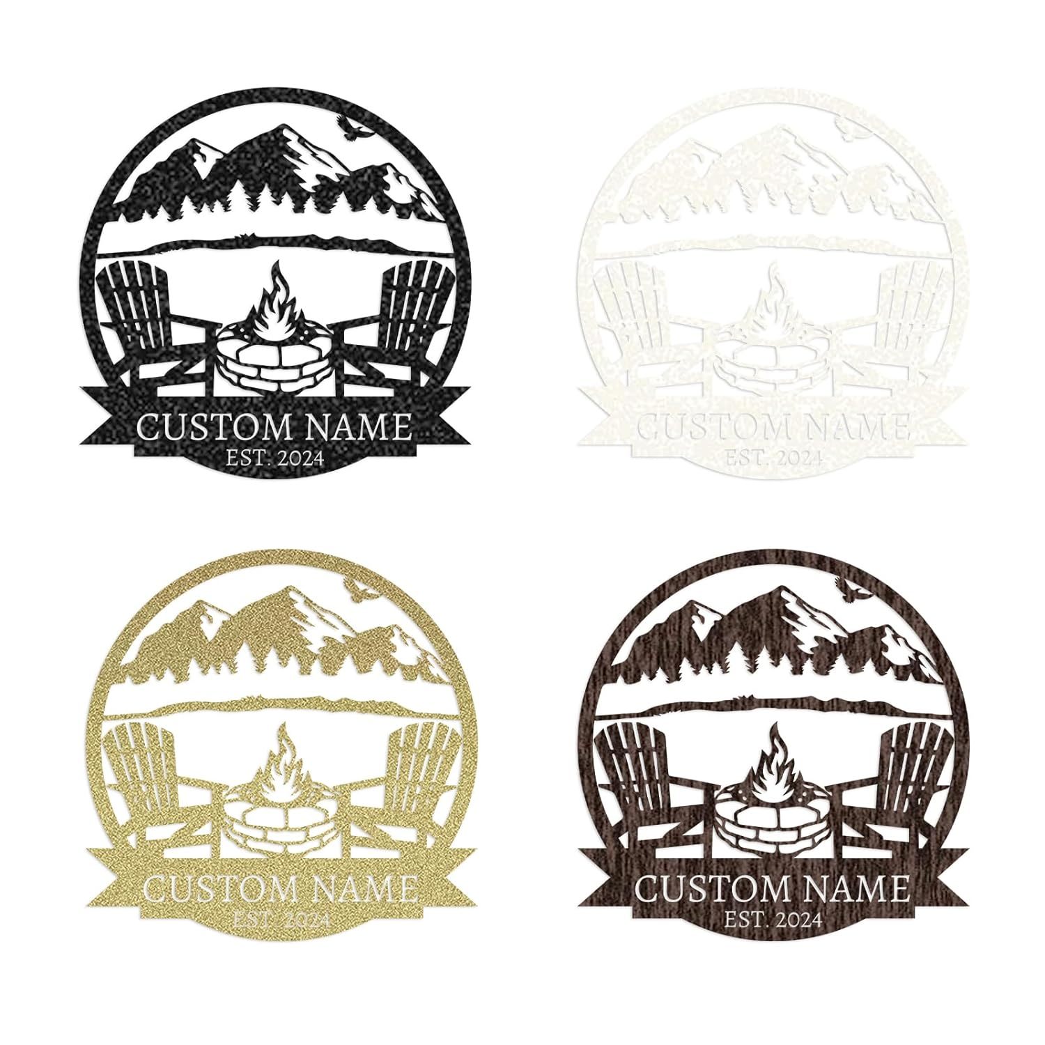  Custom Mountain Campfire Sign, Personalized Campfire Name Sign, Metal Wall Art ms004-MetalsignX