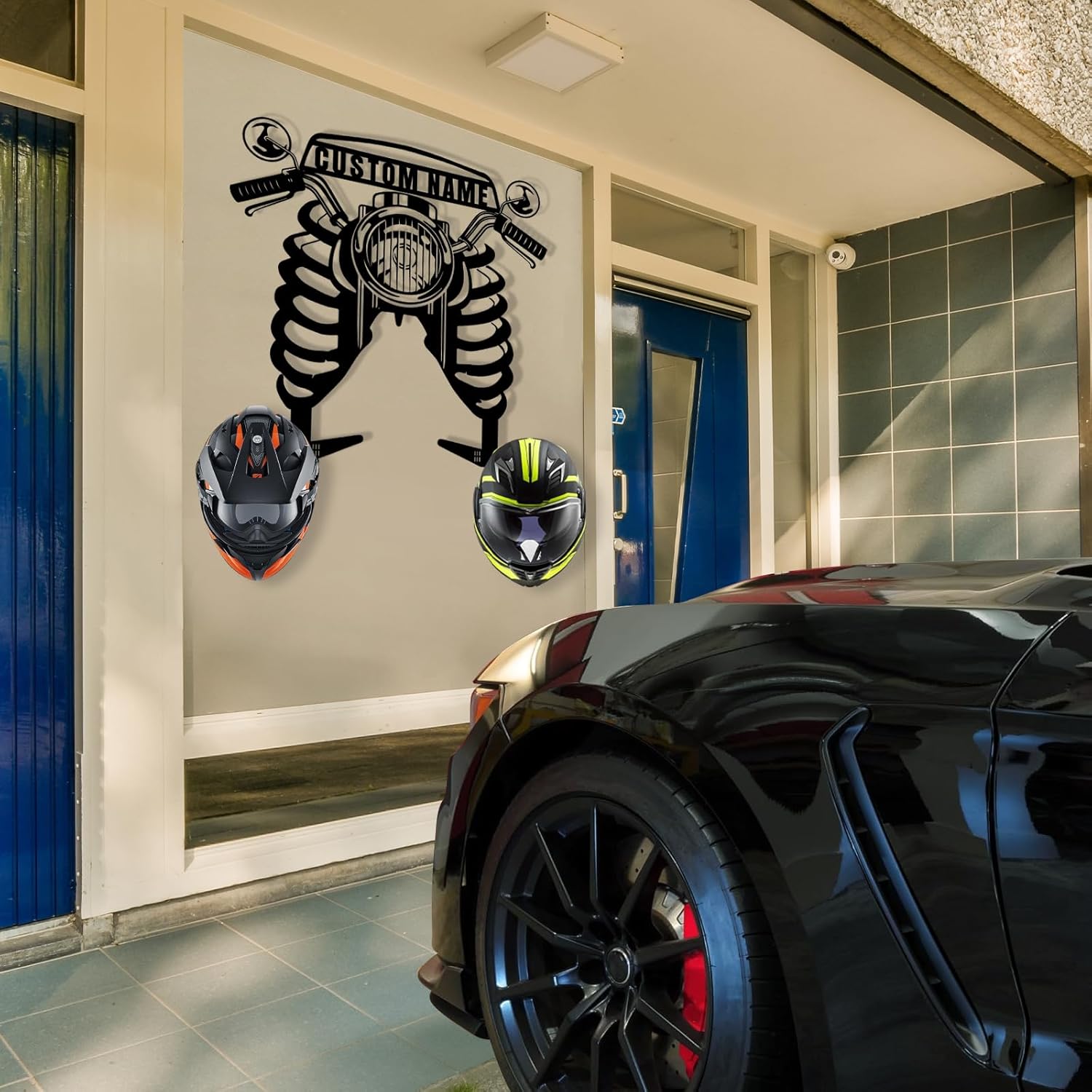 Custom Metal Motorcycle Helmet Holder Wall Mount-MetalsignX