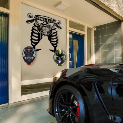 Custom Metal Motorcycle Helmet Holder Wall Mount-MetalsignX