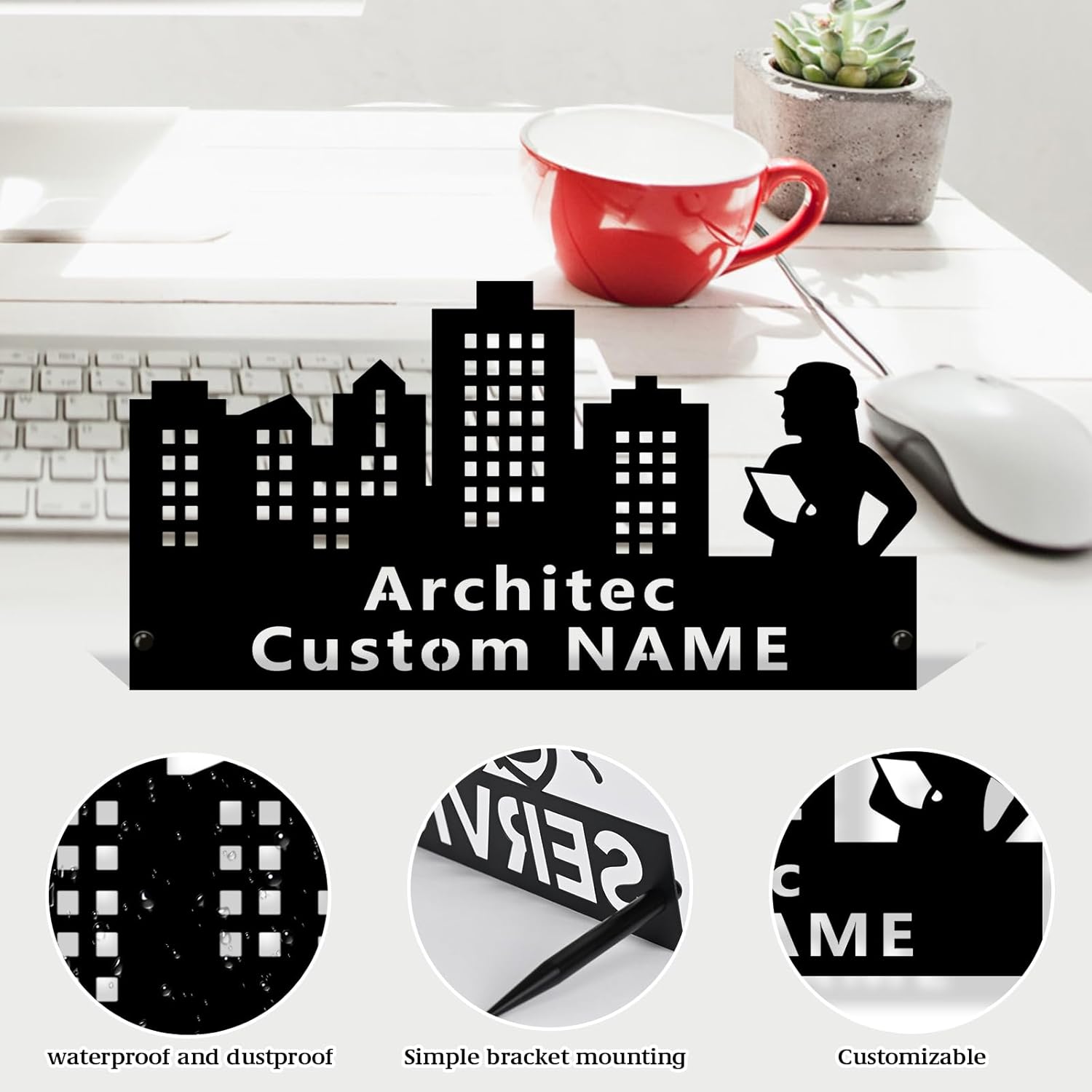  Custom Family Name Plate for Desk, Metal Sign Name Tags, Personalized Desk Accessories-MetalsignX