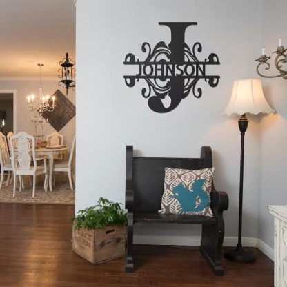 Metal Name Sign, Split Letter Monogram,  Couple/Housewarming/Wedding Gift-MetalsignX