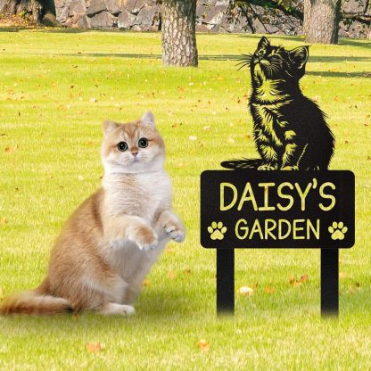 Personalized Pet Memorial Garden Stake, Custom Cat Headstone for Outdoor Decor | Memorial Plaque for Lost Pets-MetalsignX