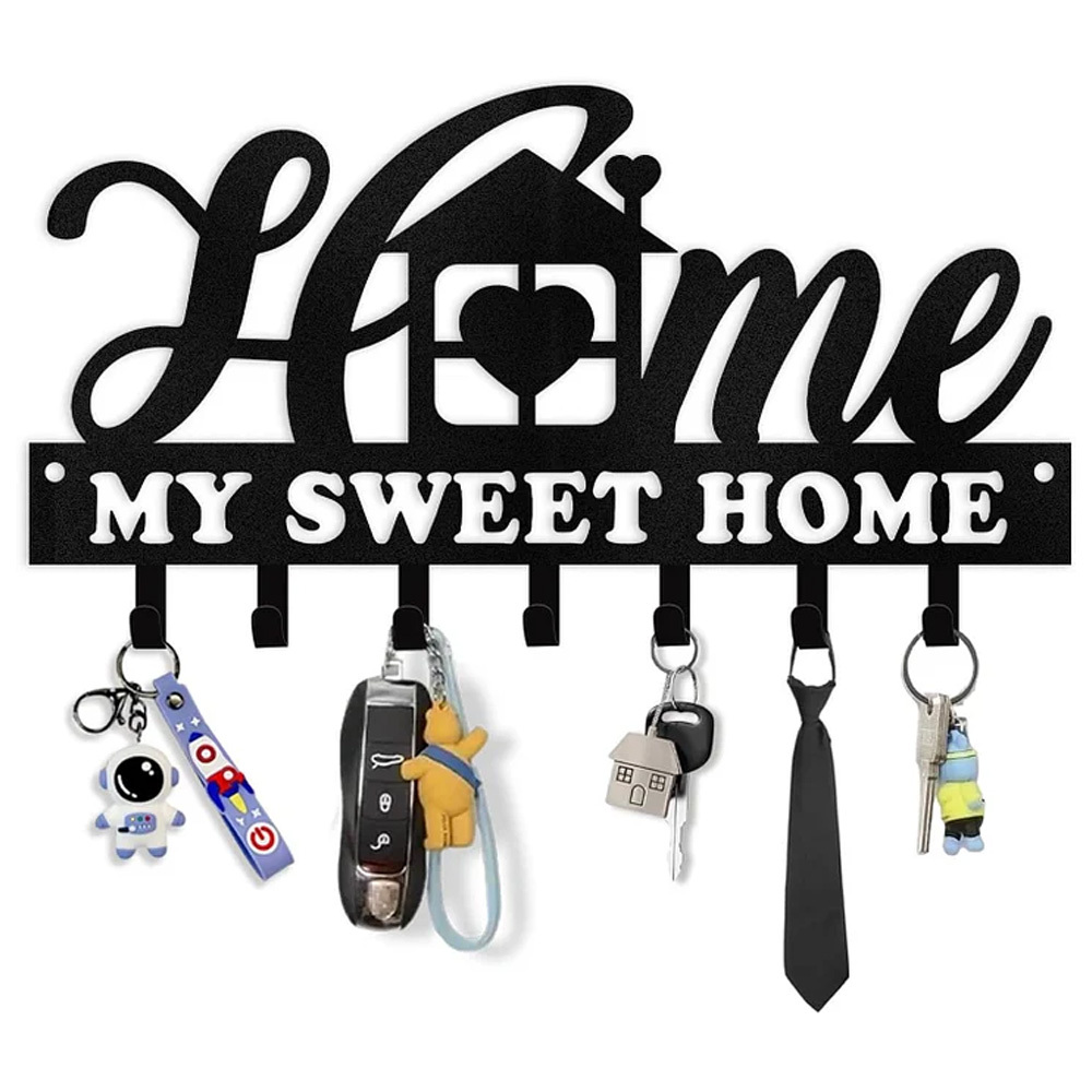 Personalized Key Holder for Wall, Sweet Home Key Holder Wall Mounted-MetalsignX