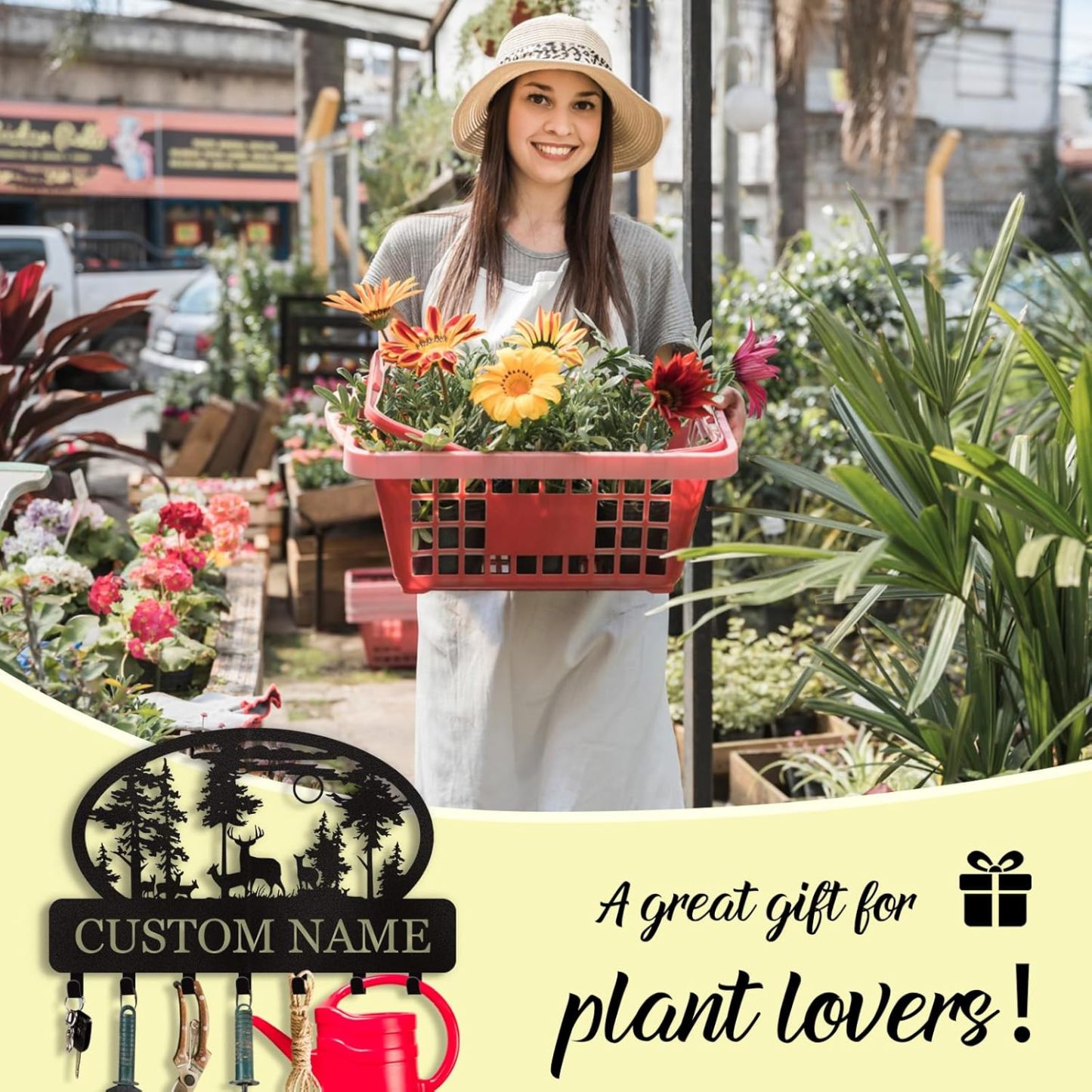 Personalized Key Holder for Wall, Custom Metal Deer Cabin Key Hooks with Name-MetalsignX