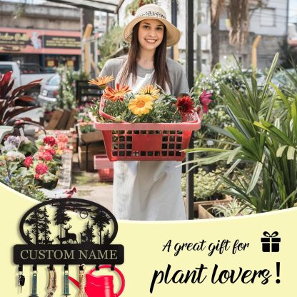 Personalized Key Holder for Wall, Custom Metal Deer Cabin Key Hooks with Name-MetalsignX