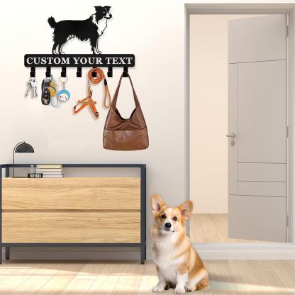 Personalized Dog Leash Holder for Wall, Custom Name Dog Hooks for Wall-MetalsignX