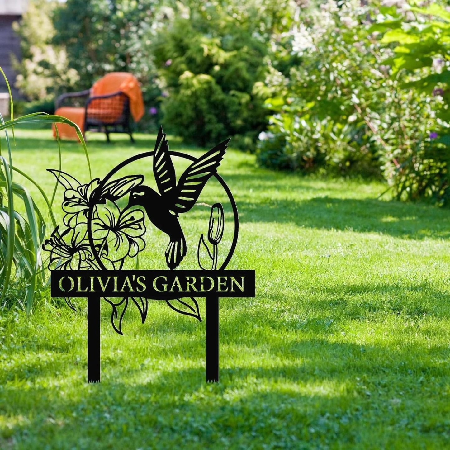 Personalized Garden Stake Metal Sign, Customized Bird Garden Name Sign Yard Sign-MetalsignX