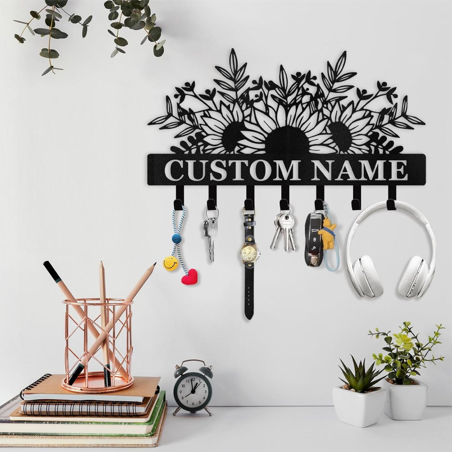 Custom Name Metal Key Holder Wall Mount, Organizer Rack for Home Entryway-MetalsignX