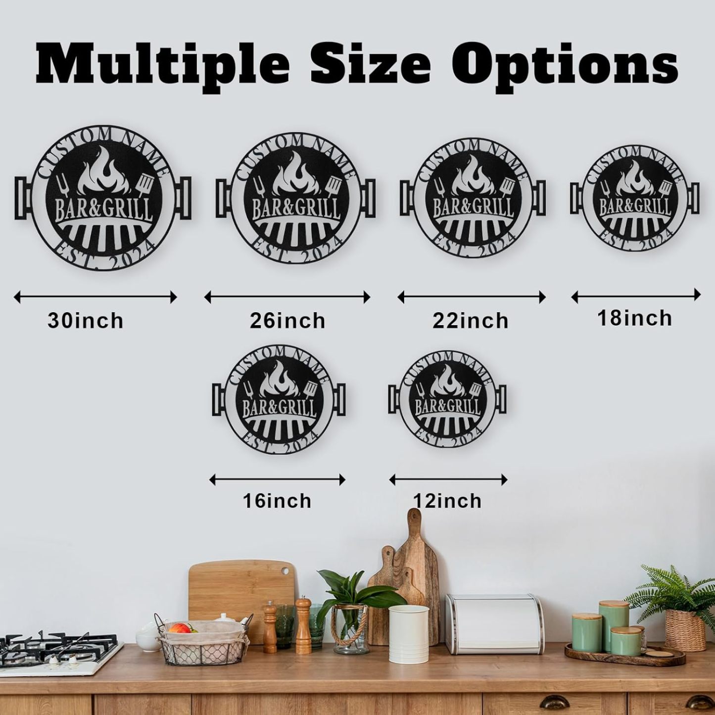 Personalized Kitchen Wall Plaque - Coffee, BBQ & Wine Metal Art for Food Lovers-MetalsignX