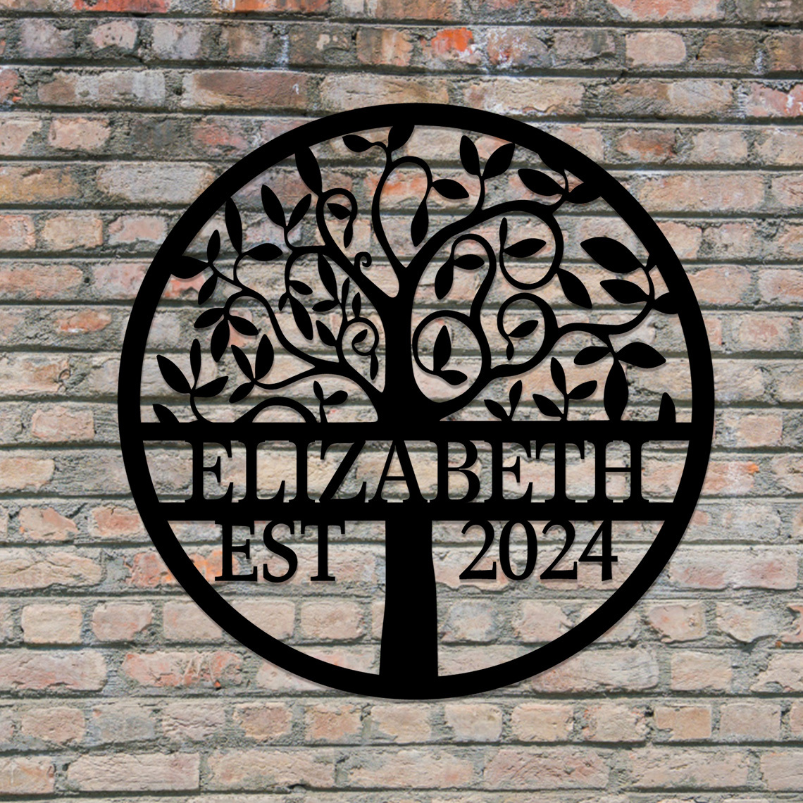 Custom Welcome Family Tree of Life Name Sign, Personalized Metal Wall Art Deco, Metal Home Sign, Wall Hanging Olive Tree Door Sign
