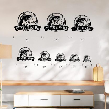 Personalized Largemouth Bass Metal Sign, Custom Fishing Last Name Sign for Home, Fish Family Signs Wall Decor-MetalsignX