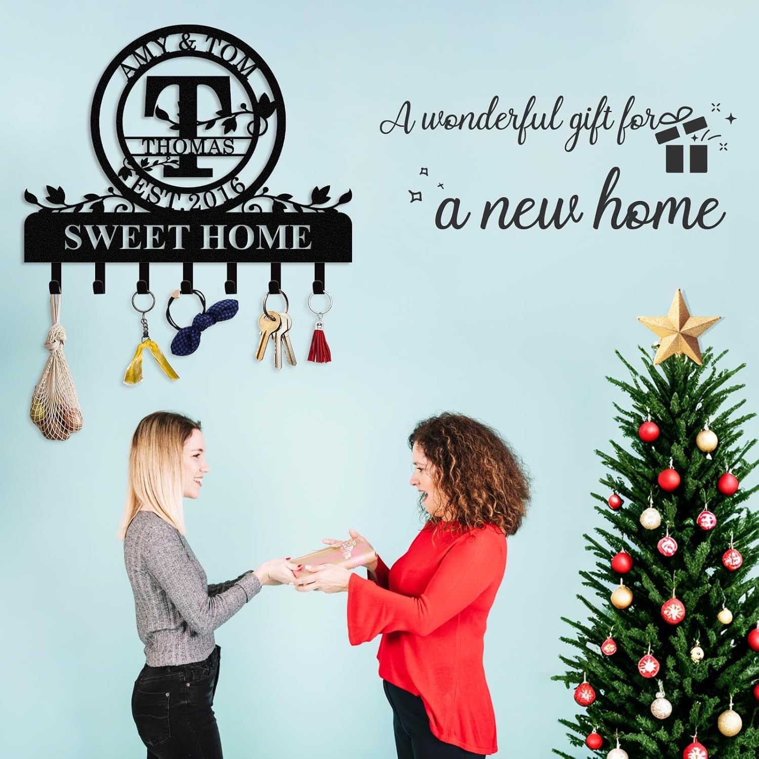 Personalized Key Holder for Wall, Custom Camping Wall Key Hooks with Name-MetalsignX