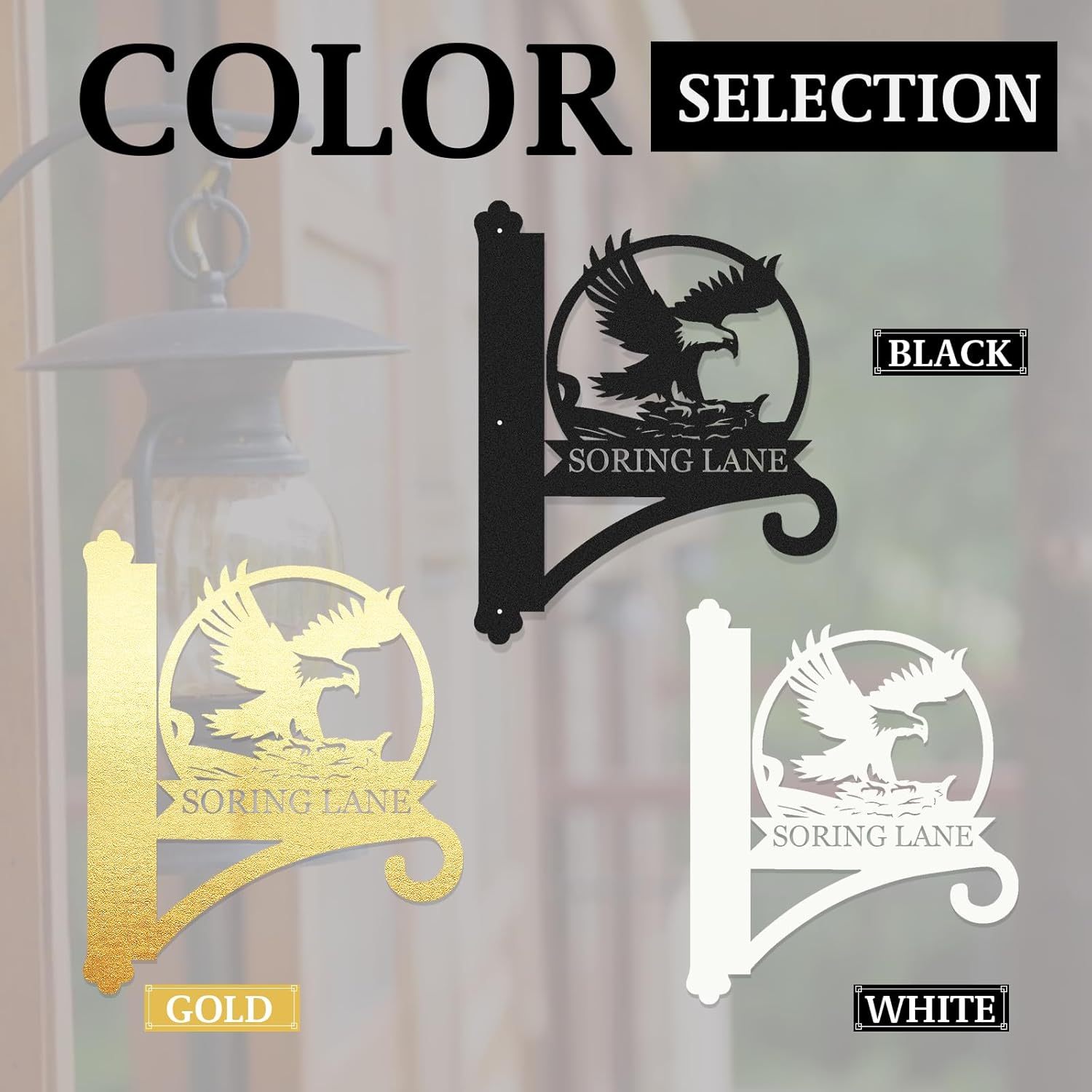 Personalized Iron Hanging Plant Bracket, Customizable Decorative Wall Plant Hanger Indoor Outdoor, Custom Name Bird Feeder Hook, Anti Rust Metal Hook for Wind Chimes Lantern