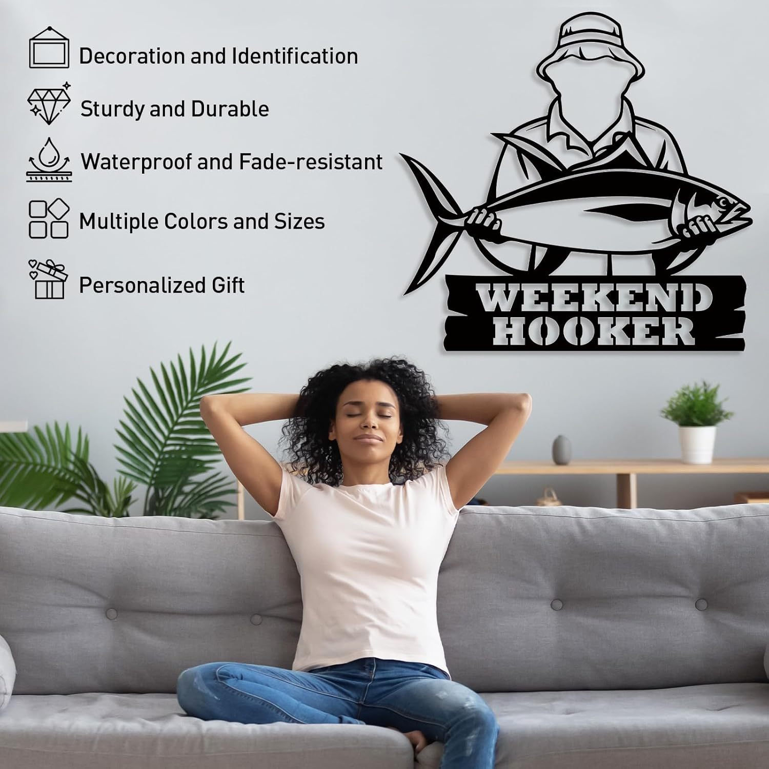 Personalized Largemouth Bass Metal Sign, Custom Fishing Last Name Sign for Home, Fish Family Signs Wall Decor-MetalsignX