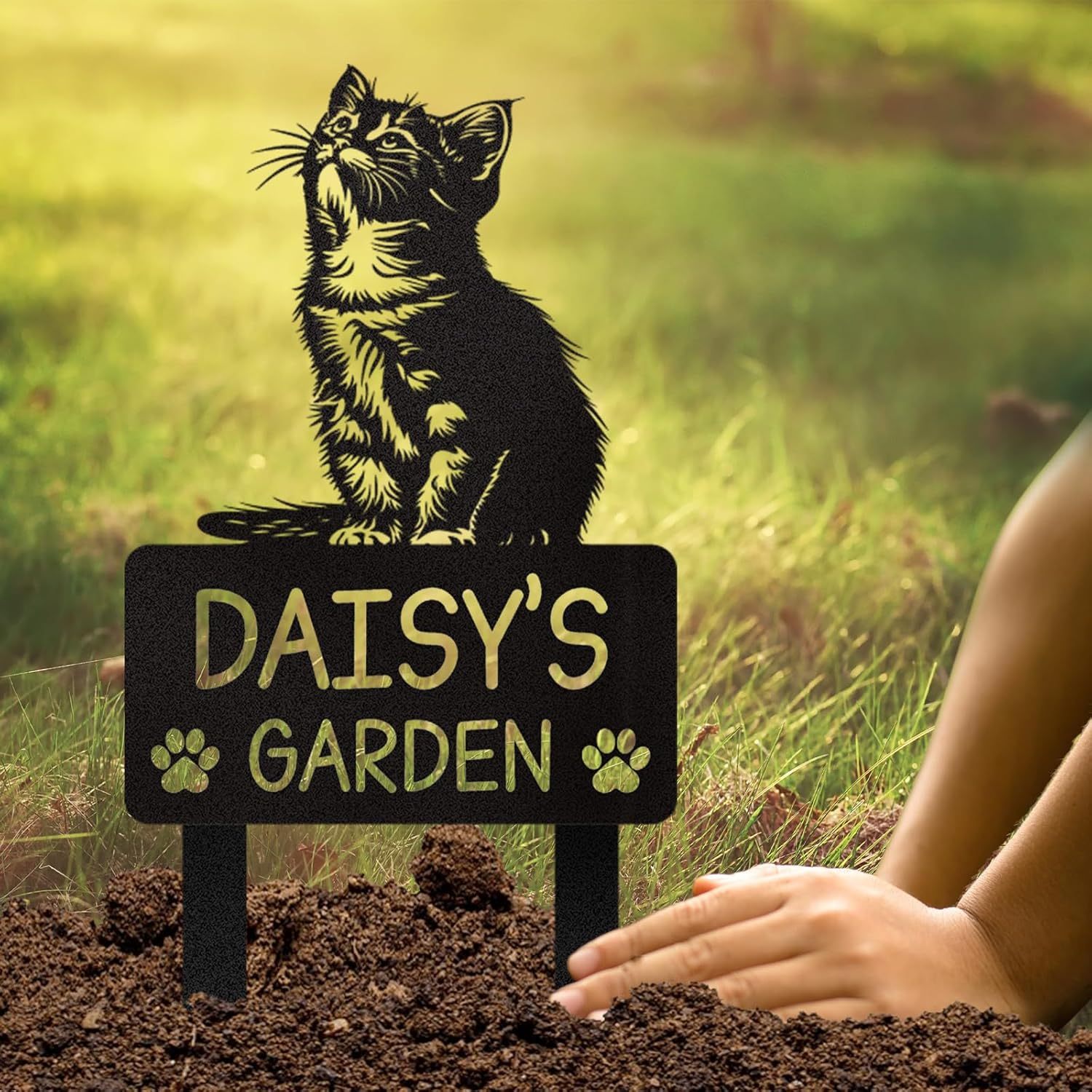 Personalized Pet Memorial Garden Stake, Custom Cat Headstone for Outdoor Decor | Memorial Plaque for Lost Pets-MetalsignX